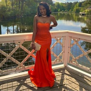 sparkly orange prom dress